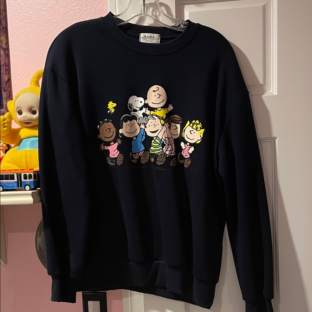 Ada Navy Crewneck Sweater with Cartoon Design